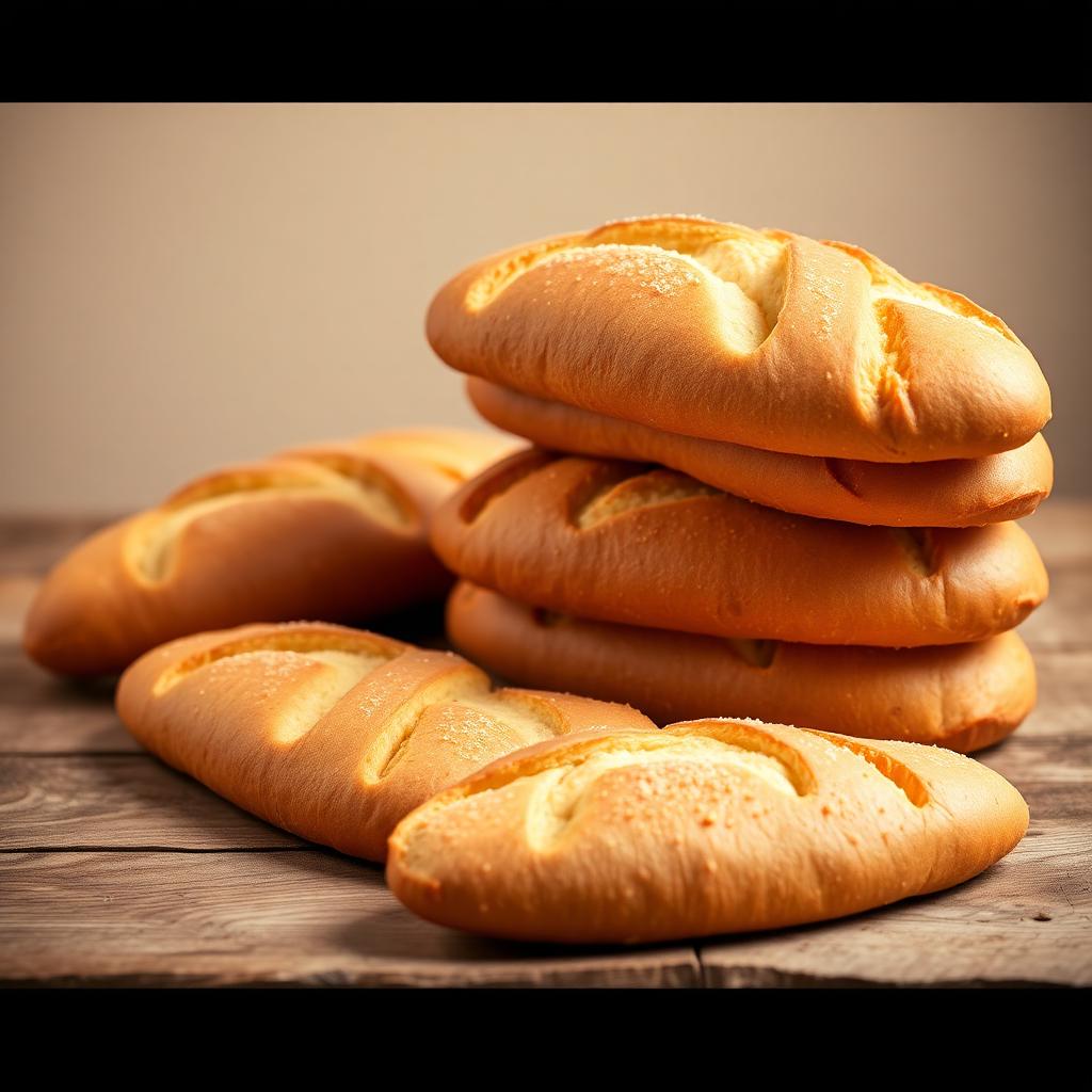 Pães brioche dourados empilhados